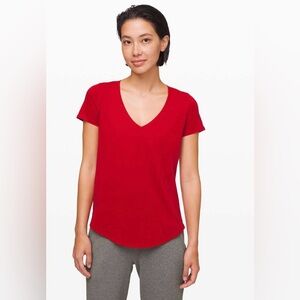 NWT! Lululemon Love Tee V Dark Red Sz:0